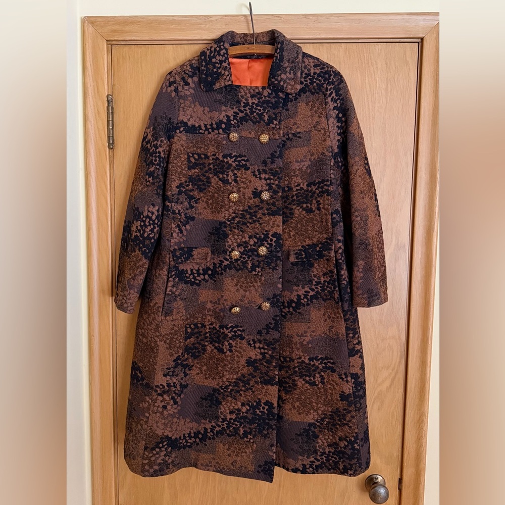 Chic Patterned Women's Pea Coat - image 1